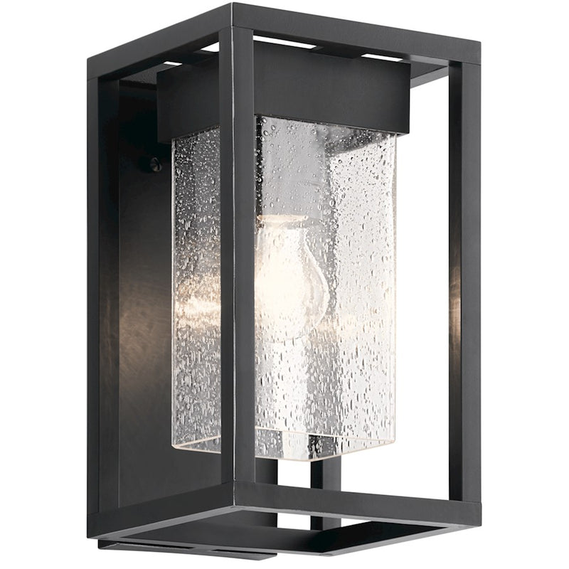 Kichler Mercer 7in 1-Light Outdoor Sconce | Transitional Black with Silver Highlights | Covered Patio & Entryway | 12in H, Wet Rated | Model 59060BSL