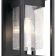 Kichler Mercer 7in 1-Light Outdoor Sconce | Transitional Black with Silver Highlights | Covered Patio & Entryway | 12in H, Wet Rated | Model 59060BSL