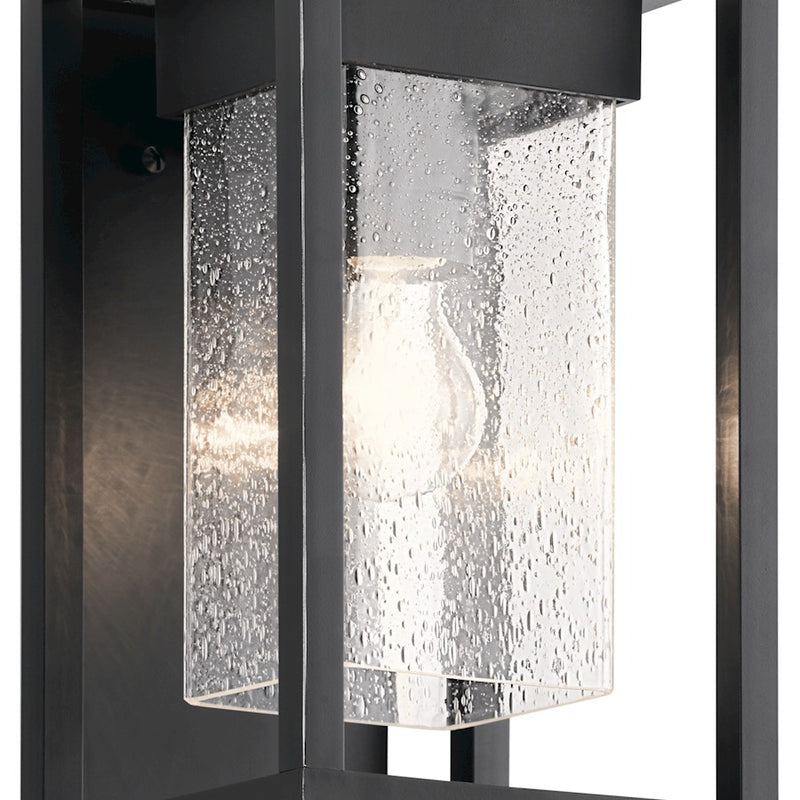 Kichler Mercer 7in 1-Light Outdoor Sconce | Transitional Black with Silver Highlights | Covered Patio & Entryway | 12in H, Wet Rated | Model 59060BSL