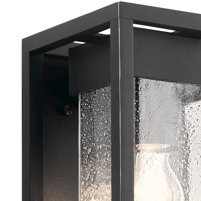 Kichler Mercer 7in 1-Light Outdoor Sconce | Transitional Black with Silver Highlights | Covered Patio & Entryway | 12in H, Wet Rated | Model 59060BSL