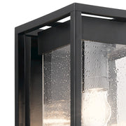 Kichler Mercer 9in 1-Light Outdoor Sconce | Transitional Black with Silver Highlights and Clear Seeded Glass | Covered Patio | Model 59062BSL