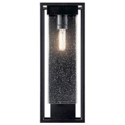 Kichler Mercer 24in 1-Light Outdoor Wall Light | Industrial Black with Silver Highlights and Clear Seeded Glass | Covered Patio | Model 59063BSL
