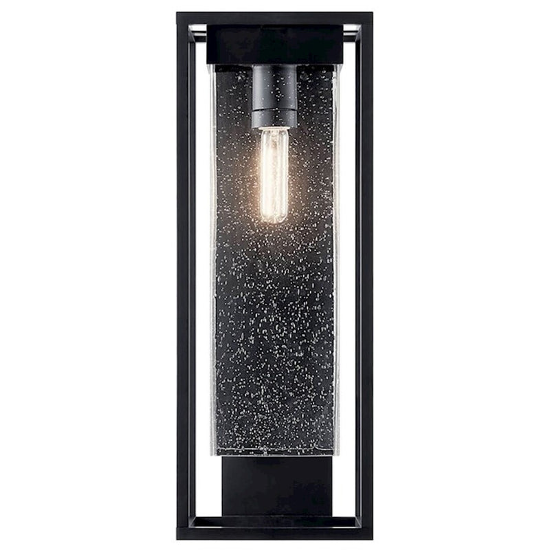Kichler Mercer 24in 1-Light Outdoor Wall Light | Industrial Black with Silver Highlights and Clear Seeded Glass | Covered Patio | Model 59063BSL