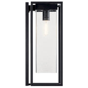 Kichler Mercer 24in 1-Light Outdoor Wall Light | Industrial Black with Silver Highlights and Clear Seeded Glass | Covered Patio | Model 59063BSL