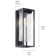 Kichler Mercer 24in 1-Light Outdoor Wall Light | Industrial Black with Silver Highlights and Clear Seeded Glass | Covered Patio | Model 59063BSL