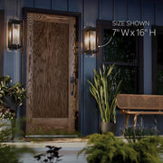 Kichler Mercer 24in 1-Light Outdoor Wall Light | Industrial Black with Silver Highlights and Clear Seeded Glass | Covered Patio | Model 59063BSL