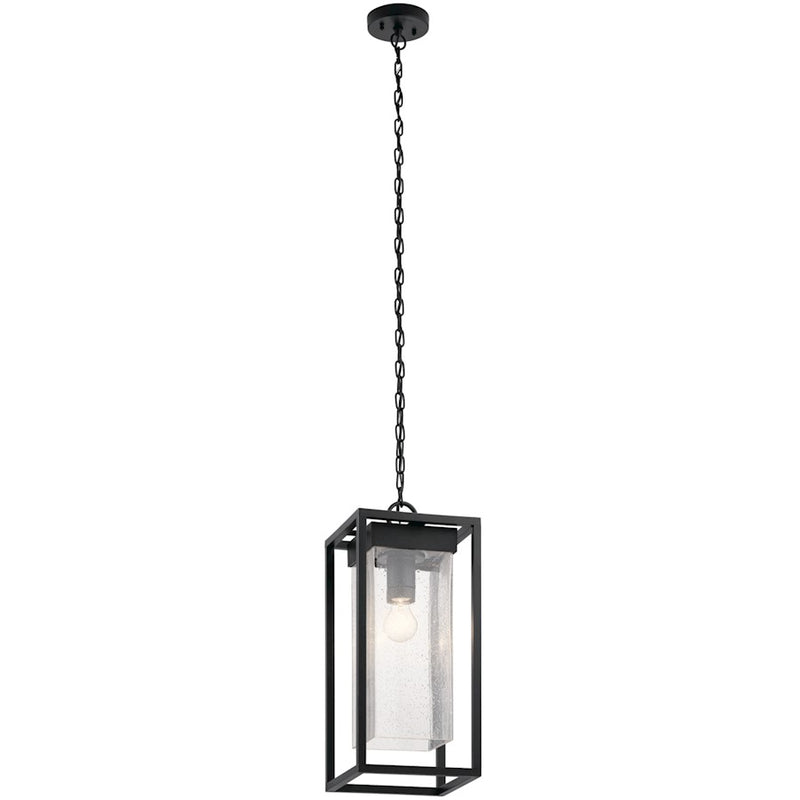Kichler Mercer 21in 1-Light Outdoor Pendant | Transitional Olde Bronze and Clear Seeded Glass | Covered Patio & Entryway | Model 59064OZ