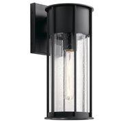 Kichler Camillo 6in 1-Light Outdoor Wall Sconce | Luxe Industrial Textured Black and Clear Seeded Glass | Covered Patio & Entryway | Model 59080BKT