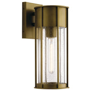 Kichler Camillo 15in 1-Light Outdoor Wall Sconce | Luxe Industrial Natural Brass and Clear Seeded Glass | Covered Patio & Entryway | Model 59080NBR