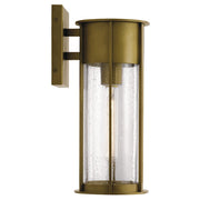 Kichler Camillo 15in 1-Light Outdoor Wall Sconce | Luxe Industrial Natural Brass and Clear Seeded Glass | Covered Patio & Entryway | Model 59080NBR