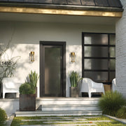 Kichler Camillo 15in 1-Light Outdoor Wall Sconce | Luxe Industrial Natural Brass and Clear Seeded Glass | Covered Patio & Entryway | Model 59080NBR