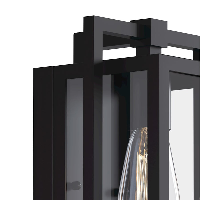 Kichler Goson 8in 1-Light Outdoor Wall Sconce | Industrial Black and Clear Glass | Covered Patio & Entryway | 8 x 20.25 x 7 in | Model 59087BK