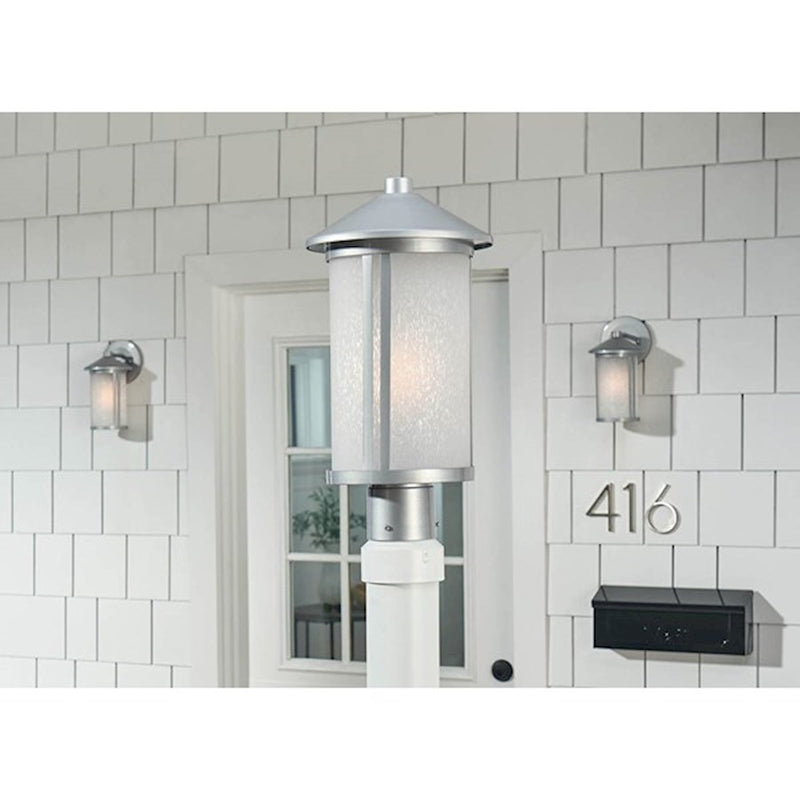 Kichler Lombard 17in 1-Light Outdoor Post Lantern | Traditional Brushed Aluminum | Garden & Pathway | 17 in H, Wet Rated | Model 59101BA