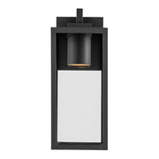 Kichler Branner 14in 1-Light Outdoor Wall Sconce | Traditional Textured Black and Clear Glass | Covered Patio & Entryway | Model 59111BKTDS