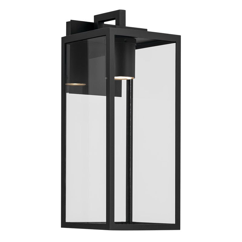 Kichler Branner 17.75in 1-Light Outdoor Wall Light | Traditional Textured Black Aluminum | Entryway & Patio | 7 x 17.75 in | Model 59112BKTDS
