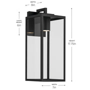 Kichler Branner 17.75in 1-Light Outdoor Wall Light | Traditional Textured Black Aluminum | Entryway & Patio | 7 x 17.75 in | Model 59112BKTDS