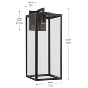 Kichler Branner 30in 1-Light Outdoor Wall Sconce | Traditional Olde Bronze and Clear Glass | Porch & Entryway | 12 x 30 in | Model 59114OZDS