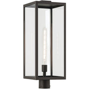 Kichler Branner 25in 1-Light Outdoor Post Lantern | Traditional Textured Black and Clear Glass | Covered Patio & Entryway | Model 59115BKT