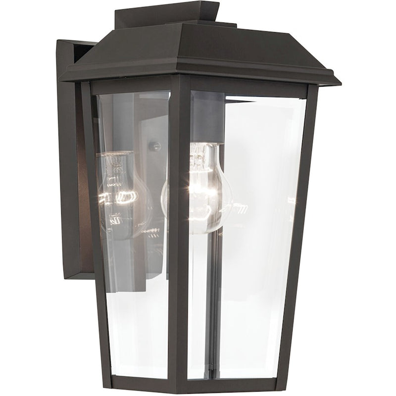 Kichler Mathus 1 Light 13" Outdoor Wall Light, Black/Beveled - 59118BKT
