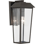 Kichler Mathus 18in 1-Light Outdoor Wall Light | Traditional Olde Bronze and Clear Beveled Glass | Covered Patio & Entryway | Model 59119OZ