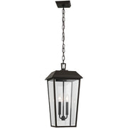 Kichler Mathus 10in 2-Light Outdoor Pendant | Olde Bronze and Clear Beveled Glass | Covered Patio & Entryway | 10 x 22 in | Model 59122OZ