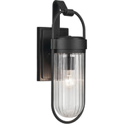 Kichler Brix 1-Light Outdoor Wall Light | Industrial Textured Black Plastic and Clear Glass | Covered Patio & Entryway | Model 59124BKT