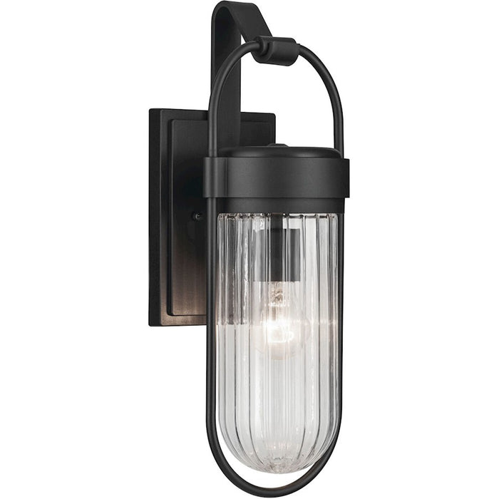 Kichler Brix 1 Light Outdoor Wall Light, Medium, Textured Black/Clear