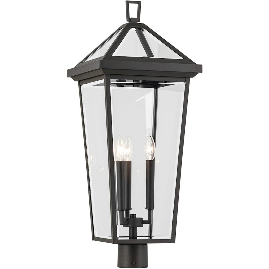 Kichler Regence 3 Light Outdoor Post Lantern, Black/Clear Beveled - 59129BKT