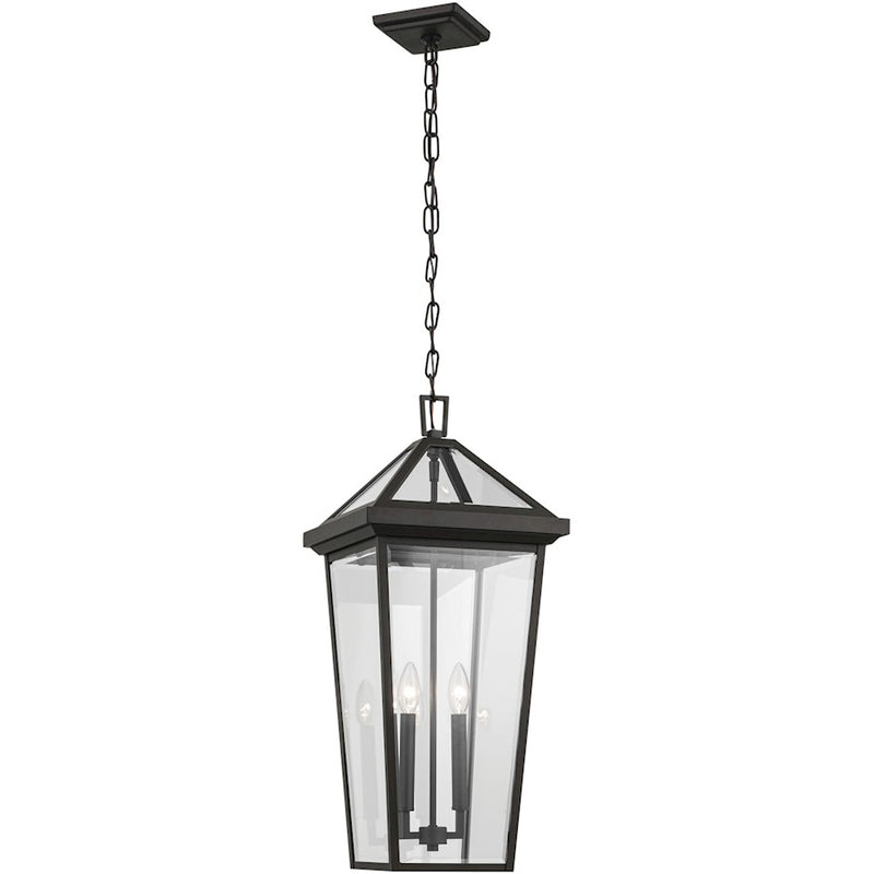 Kichler Regence 11in 2-Light Outdoor Pendant | Traditional Olde Bronze and Clear Beveled Glass | Covered Patio & Entryway | Model 59130OZ