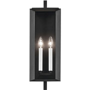 Kichler Kroft 21in 2-Light Outdoor Wall Sconce | Traditional Textured Black and Clear Glass | Covered Patio & Entryway | 7 x 20.5 in | Model 59132BKT