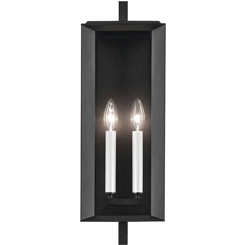 Kichler Kroft 21in 2-Light Outdoor Wall Sconce | Traditional Textured Black and Clear Glass | Covered Patio & Entryway | 7 x 20.5 in | Model 59132BKT