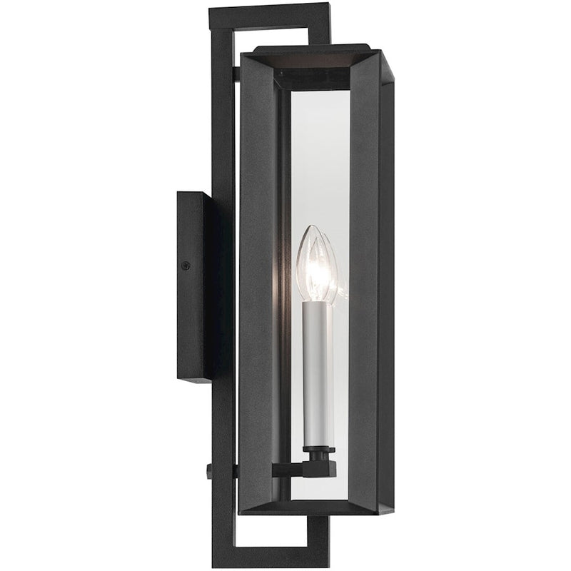 Kichler Kroft 21in 2-Light Outdoor Wall Sconce | Traditional Textured Black and Clear Glass | Covered Patio & Entryway | 7 x 20.5 in | Model 59132BKT