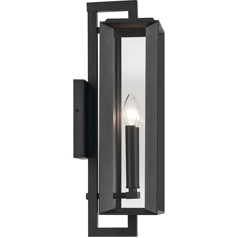 Kichler Kroft 21in 2-Light Outdoor Wall Sconce | Traditional Textured Black and Clear Glass | Covered Patio & Entryway | 7 x 20.5 in | Model 59132BKT