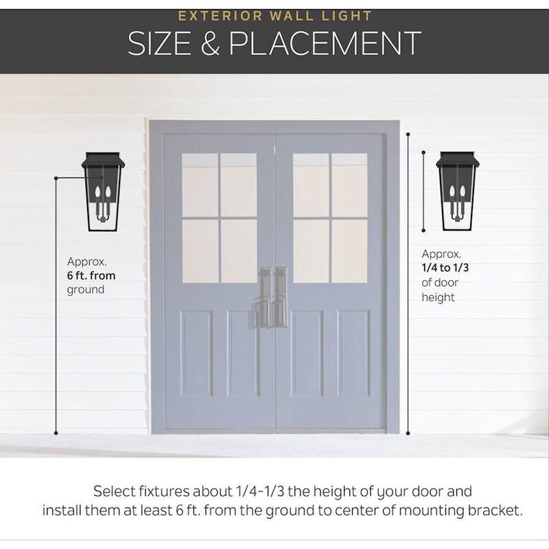 Kichler Kroft 21in 2-Light Outdoor Wall Sconce | Traditional Textured Black and Clear Glass | Covered Patio & Entryway | 7 x 20.5 in | Model 59132BKT