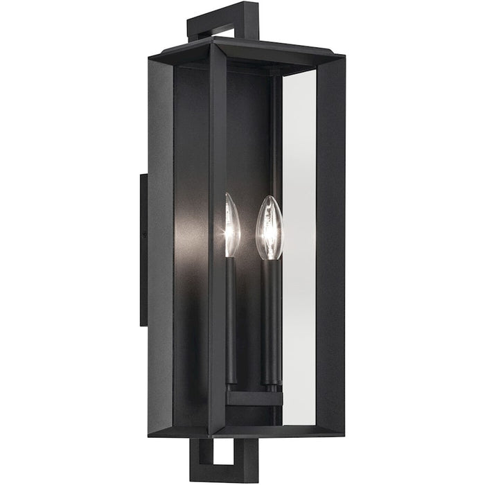 Kichler Kroft 2 Light 21" Outdoor Wall Light, Textured Black/Clear