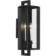 Kichler Kroft 24in 2-Light Outdoor Wall Sconce | Traditional Textured Black and Clear Glass | Covered Patio & Entryway | Model 59133BKT