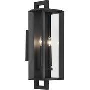 Kichler Kroft 24in 2-Light Outdoor Wall Sconce | Traditional Textured Black and Clear Glass | Covered Patio & Entryway | Model 59133BKT