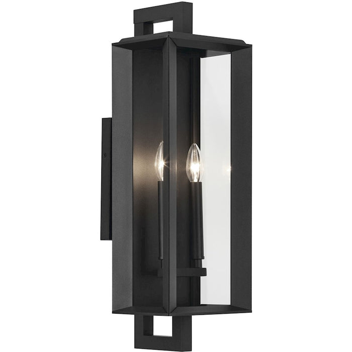 Kichler Kroft 2 Light 24" Outdoor Wall Light, Textured Black/Clear