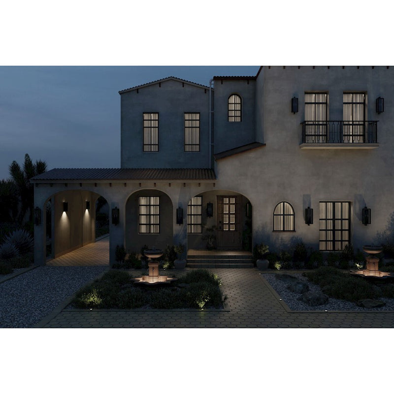 Kichler Kroft 2-Light 28in Outdoor Wall Light | Traditional Textured Black and Clear Glass | Covered Patio & Entryway | 9 x 28 in | Model 59134BKT