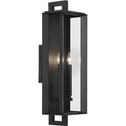 Kichler Kroft 2-Light 28in Outdoor Wall Light | Traditional Textured Black and Clear Glass | Covered Patio & Entryway | 9 x 28 in | Model 59134BKT