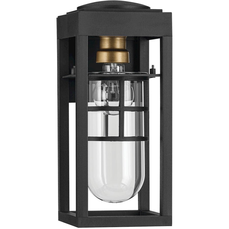 Kichler Hone 5.5in 1-Light Outdoor Wall Light | Industrial Textured Black Plastic and Clear Glass | Entryway & Covered Patio | Model 59137BKT