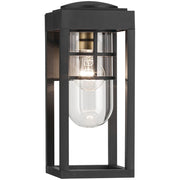 Kichler Hone 5.5in 1-Light Outdoor Wall Light | Industrial Textured Black Plastic and Clear Glass | Entryway & Covered Patio | Model 59137BKT