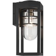 Kichler Hone 5.5in 1-Light Outdoor Wall Light | Industrial Textured Black Plastic and Clear Glass | Entryway & Covered Patio | Model 59137BKT