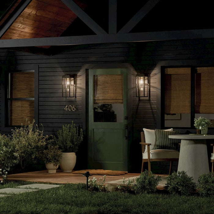 Kichler Hone 1 Light Outdoor Wall Light, Medium, Textured Black/Clear