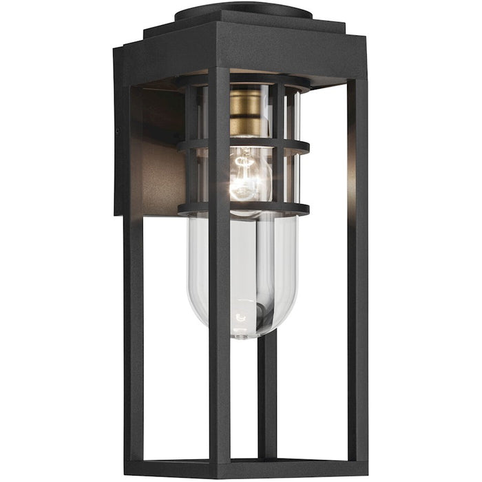 Kichler Hone 1 Light Outdoor Wall Light, Medium, Textured Black/Clear
