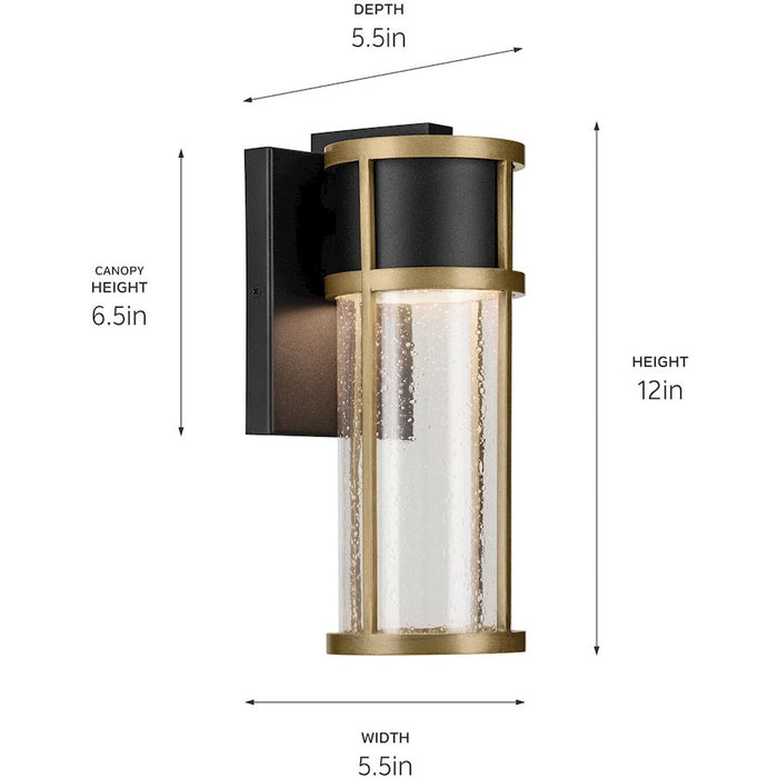 Kichler Camillo 1 Light Outdoor Wall Light, Small, Black/Clear Seeded