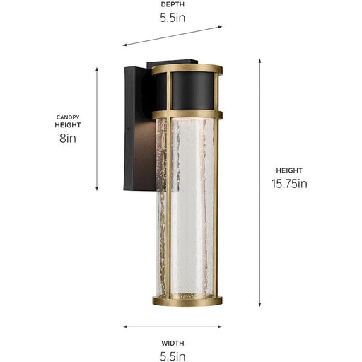 Kichler Camillo 1 Light Outdoor Wall Light, Medium, Black/Seeded