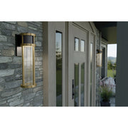 Kichler Camillo 20in 1-Light Outdoor Wall Sconce | Industrial Textured Black and Clear Seeded Glass | Entryway & Covered Patio | Model 59141BKT