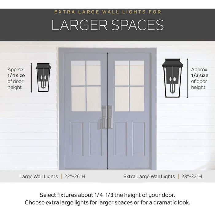 Kichler Camillo 1 Light Outdoor Wall Light, Large, Black/Clear Seeded