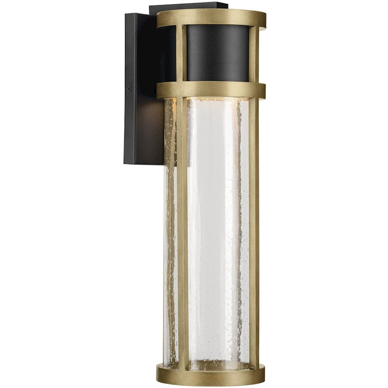 Kichler Camillo 20in 1-Light Outdoor Wall Sconce | Industrial Textured Black and Clear Seeded Glass | Entryway & Covered Patio | Model 59141BKT